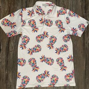 Proud Ninety Men’s Golf Polo – Multicolor Pineapple Print (Size Small)